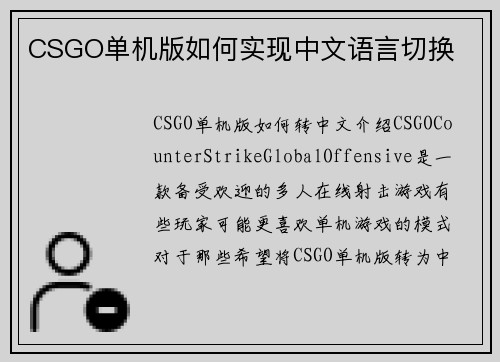 CSGO单机版如何实现中文语言切换
